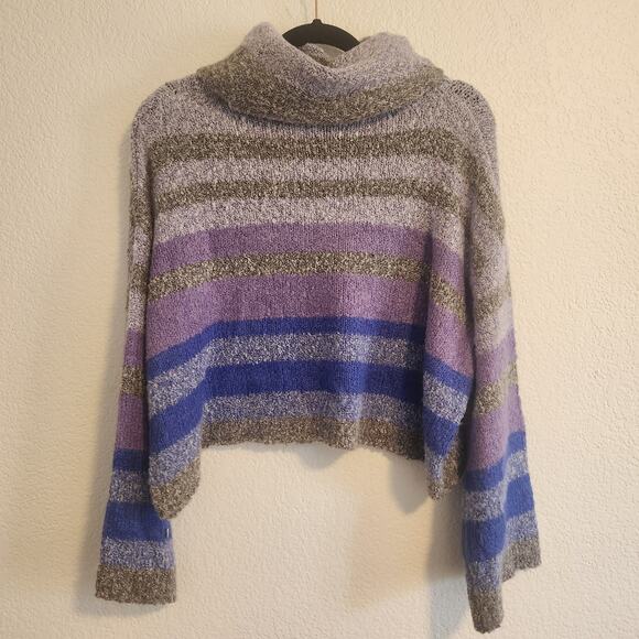 Sincerely Jules Women's Small Oversized Gray/Purple/Blue Striped‎ Sweater New - Picture 2 of 3